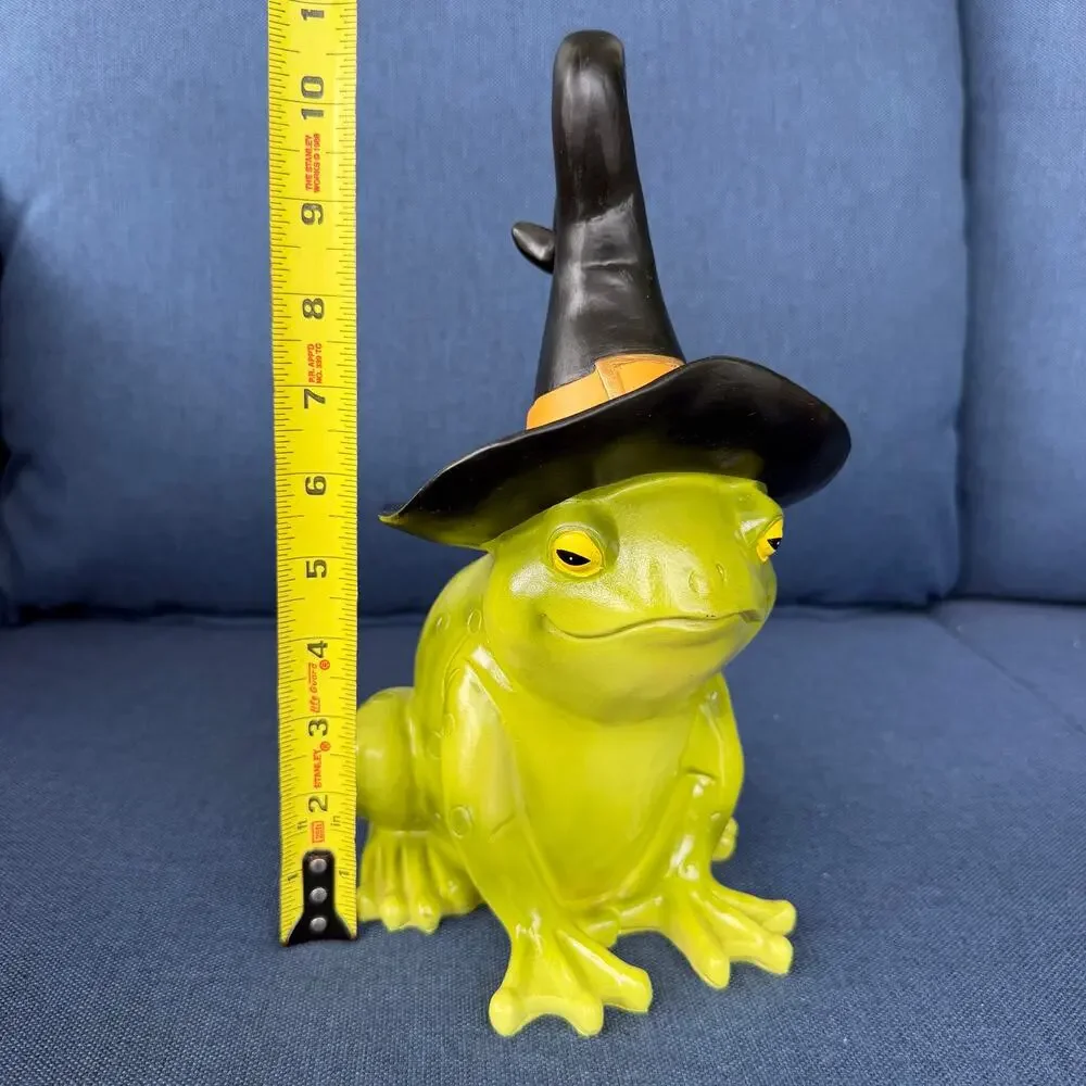 Frog Witch Figure Green Toad Wizard Statue Halloween Decor Resin Figurine NWT